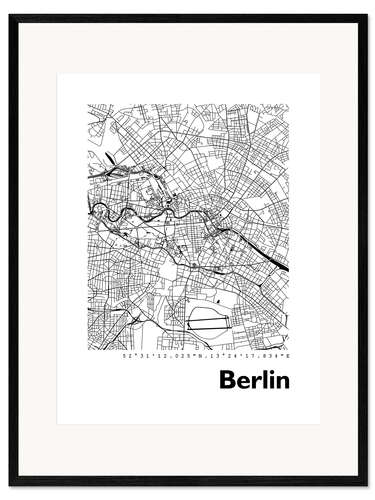 Impresión de arte enmarcada Mapa de la ciudad de Berlín II