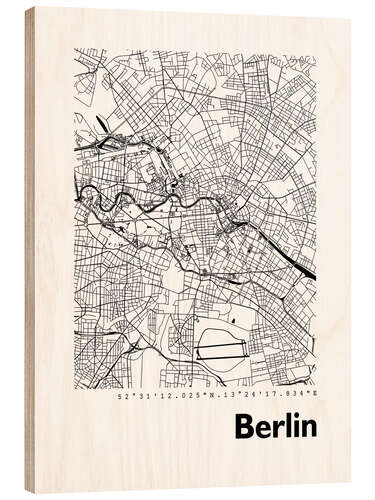 Holzbild Stadtplan von Berlin II