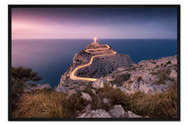 Gerahmter Kunstdruck Abendlicht am Cap Formentor (Mallorca/Spanien)