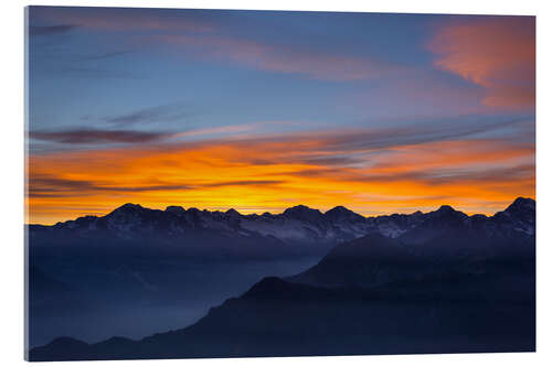 Quadro em acrílico Céu colorido ao pôr do sol sobre os Alpes