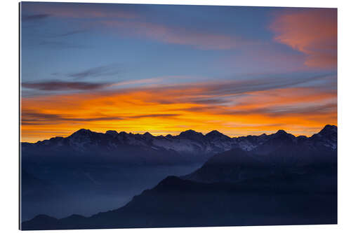 Galleriprint Colorful sky at sunset over the Alps