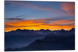 Tableau en plexi-alu Ciel coloré au coucher du soleil sur les Alpes