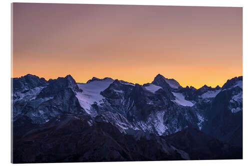 Acrylic print Massif des Ecrins glaciers at sunset, the Alps