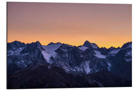 Quadro em alumínio Massif des Ecrins glaciers at sunset, the Alps