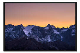 Gerahmter Kunstdruck Gletscher des Massif-des Ecrins bei Sonnenuntergang, die Alpen