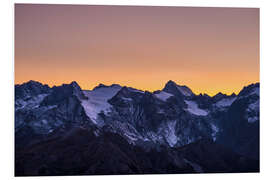 Foam board print Massif des Ecrins glaciers at sunset, the Alps