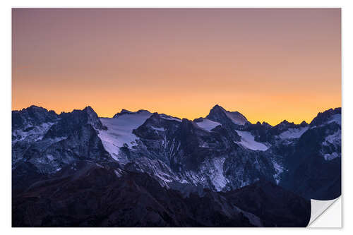 Naklejka na ścianę Massif des Ecrins glaciers at sunset, the Alps