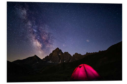 Tableau en PVC Tente de camping sous le ciel étoilé des Alpes