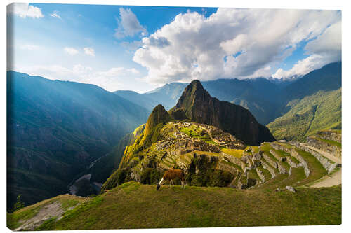 Canvas print Sun rays over Machu Picchu, Peru