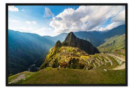 Gerahmter Kunstdruck Sonnenstrahlen über Machu Picchu, Peru