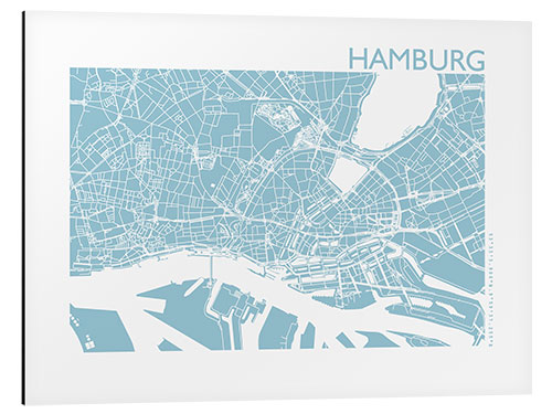 Cuadro de aluminio Mapa de la ciudad de Hamburgo VI