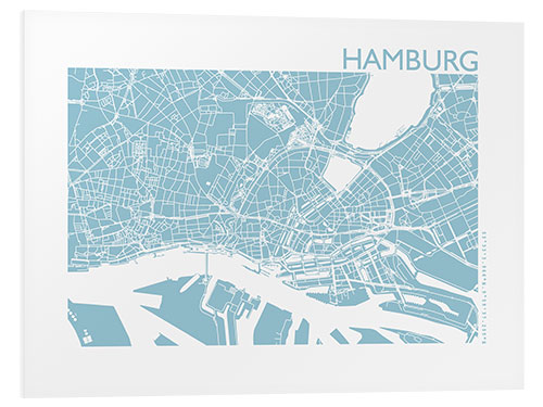 Foam board print City map of Hamburg VI