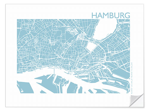 Naklejka na ścianę City map of Hamburg VI