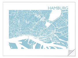 Selvklebende plakat City map of Hamburg VI