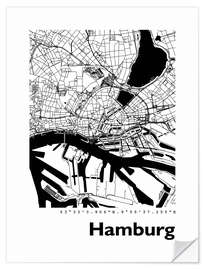 Wall sticker City map of Hamburg V