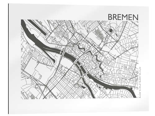 Quadro em plexi-alumínio City map of Bremen III