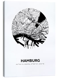 Stampa su tela Mappa della città di Amburgo IV - 44spaces