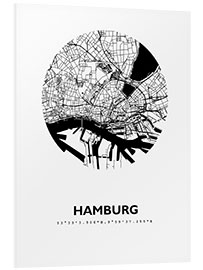 Hartschaumbild Stadtplan von Hamburg IV