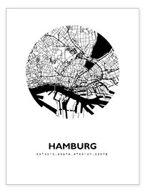 Poster Mappa della città di Amburgo IV
