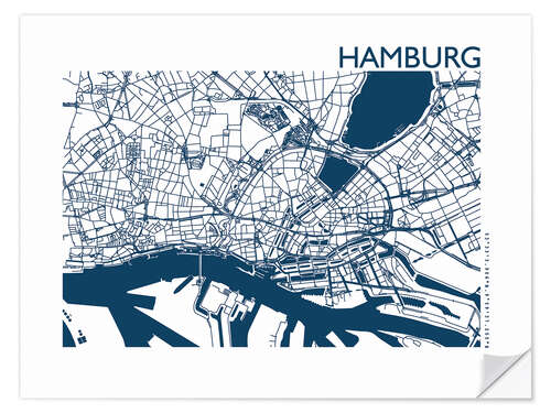 Självhäftande poster City map of Hamburg III