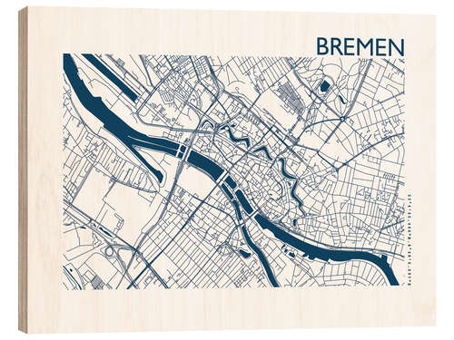 Tableau en bois Plan de la ville de Brême II