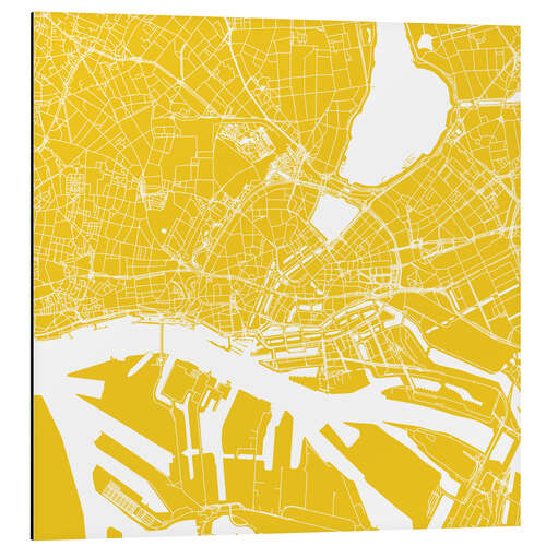 Tableau en aluminium Plan de la ville de Hambourg II