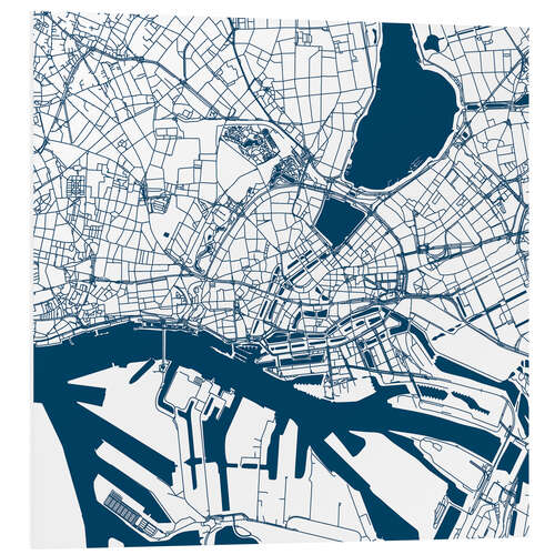 Cuadro de PVC Mapa de la ciudad de Hamburgo I