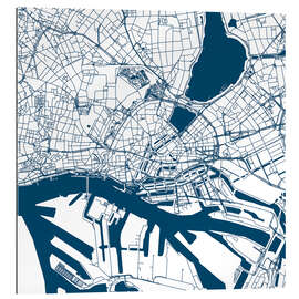 Tableau en plexi-alu Plan de la ville de Hambourg I