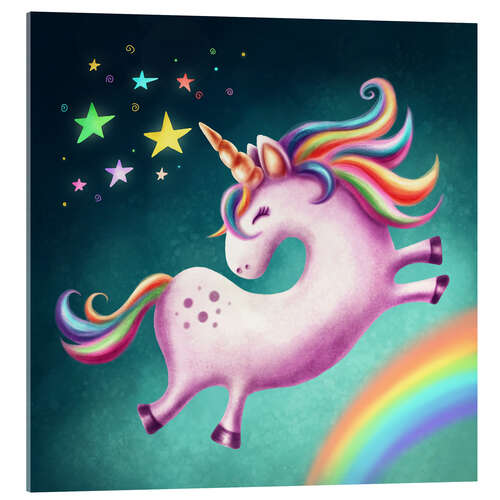Obraz na szkle akrylowym Unicorn jumps for joy