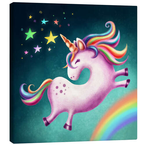 Tableau sur toile Unicorn jumps for joy