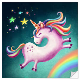 Selvklebende plakat Unicorn jumps for joy