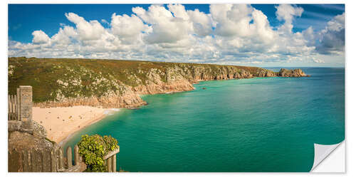 Selvklebende plakat Cornwall   Porthcurno Beach