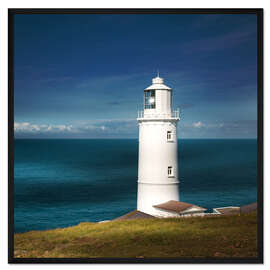 Gerahmter Kunstdruck Leuchtturm Trevose Head am Abend
