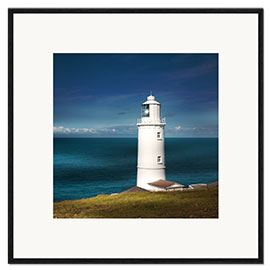 Gerahmter Kunstdruck Leuchtturm Trevose Head am Abend
