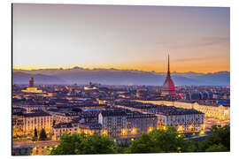 Aluminium print Turin (Torino) city at sunset, Italy