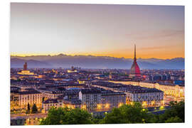 Hartschaumbild Turin (Torino) Stadt bei Sonnenuntergang, Italien