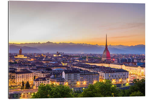 Gallery print Turin (Torino) city at sunset, Italy