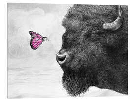 Tableau en plexi-alu Bison et papillon