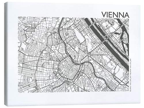 Stampa su tela Vienna, mappa della città