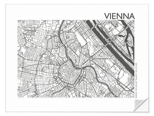 Naklejka na ścianę Vienna city map