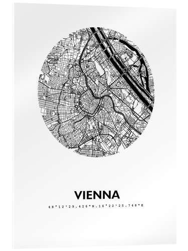 Stampa su vetro acrilico Mappa della città di Vienna, cerchio