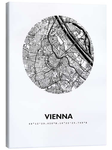 Canvastavla City map of Vienna, circle