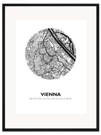 Gerahmter Kunstdruck Stadtplan von Wien, Kreis