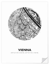 Selvklebende plakat City map of Vienna, circle