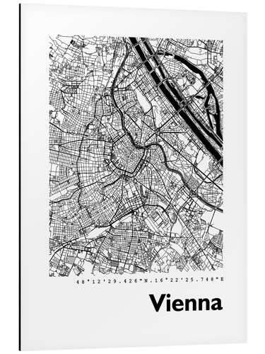 Alubild Stadtplan von Wien