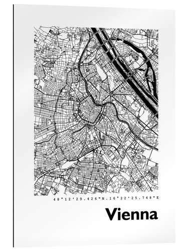 Quadro em plexi-alumínio Mapa de Viena