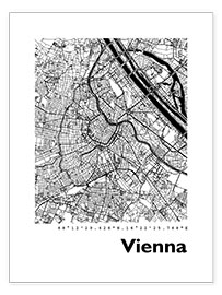 Póster  Mapa de la ciudad de Viena - 44spaces