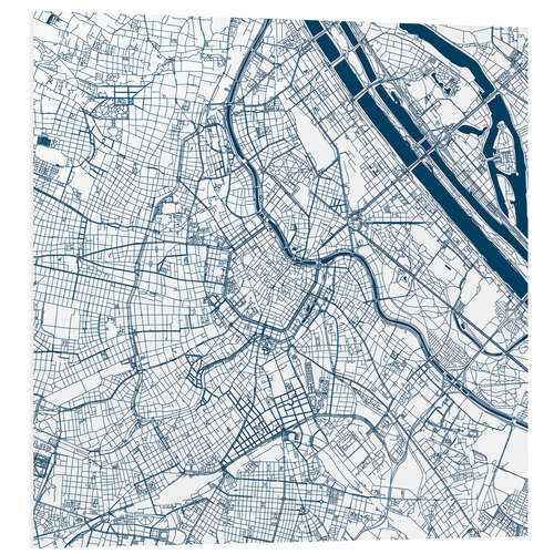 Tableau en PVC Plan de la ville de Vienne (indigo)