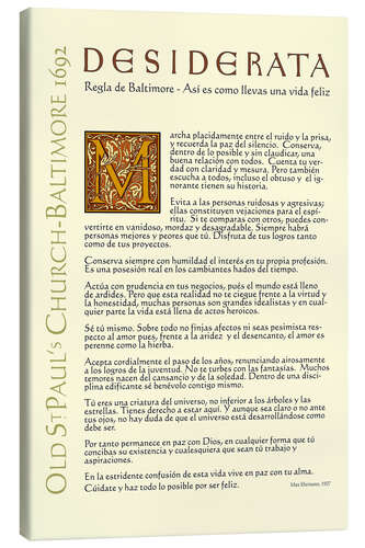 Canvas print Desiderata (Spanish) II