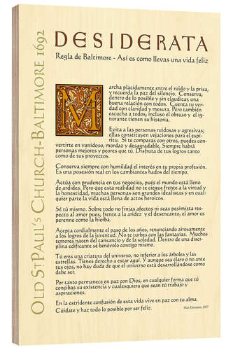 Holzbild Desiderata (Spanisch) II